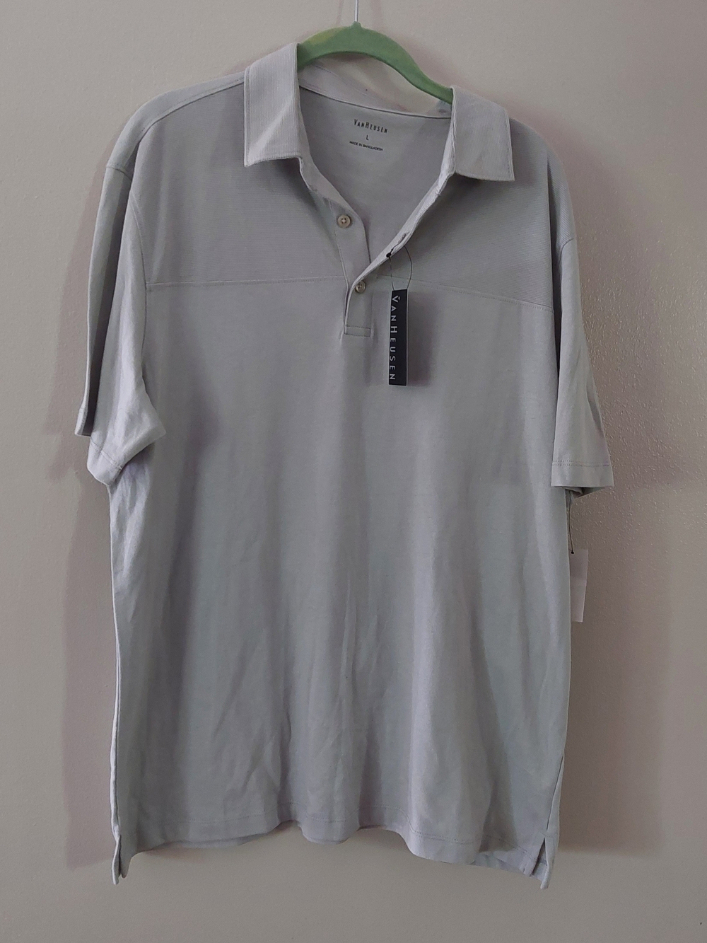 Van Heusen Men's Light Gray Polo in Soft Knit Size Large Brand New